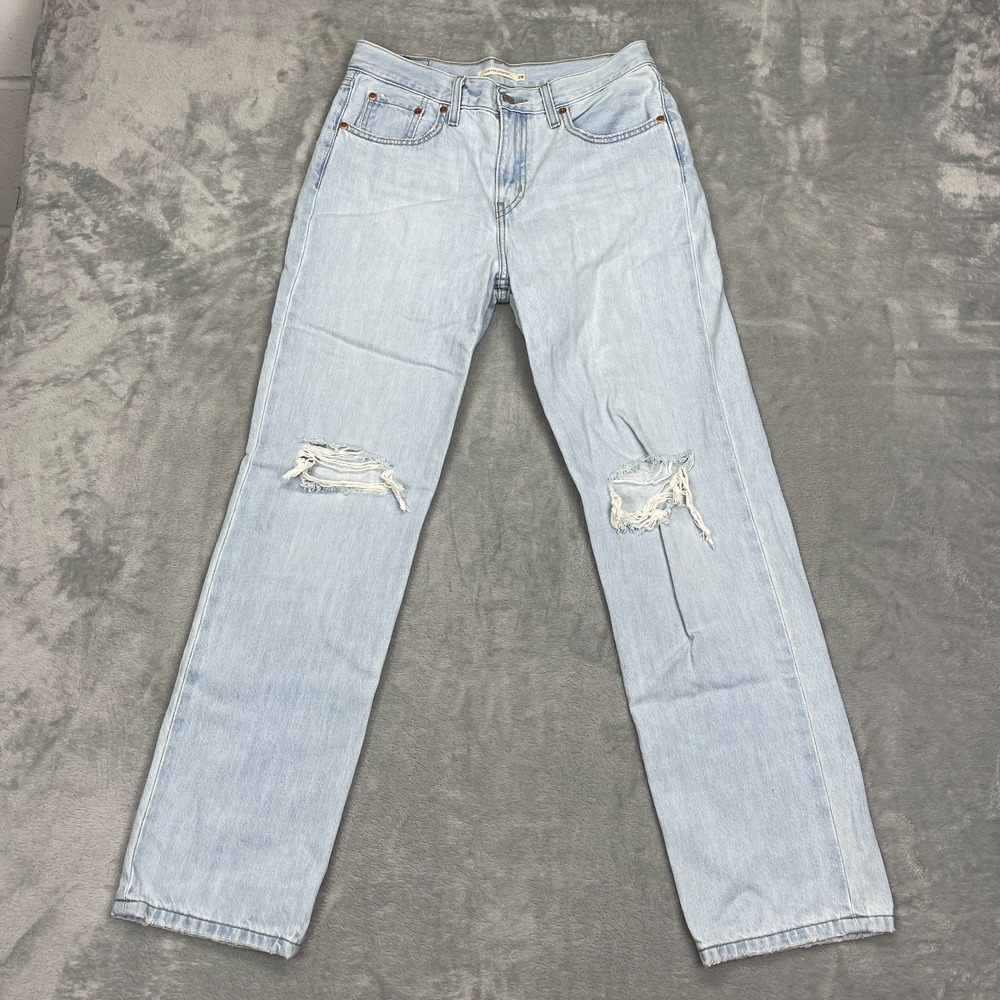 Levi's Jeans Womens 28 (31x31) Blue Denim Light Wash Ripped Low Pro Straight Leg